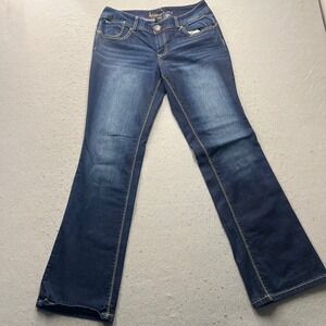 Ariya Jeans Womens 11/12 Dark Wash Curvy Bootcut Embroidered Studded Denim Blue